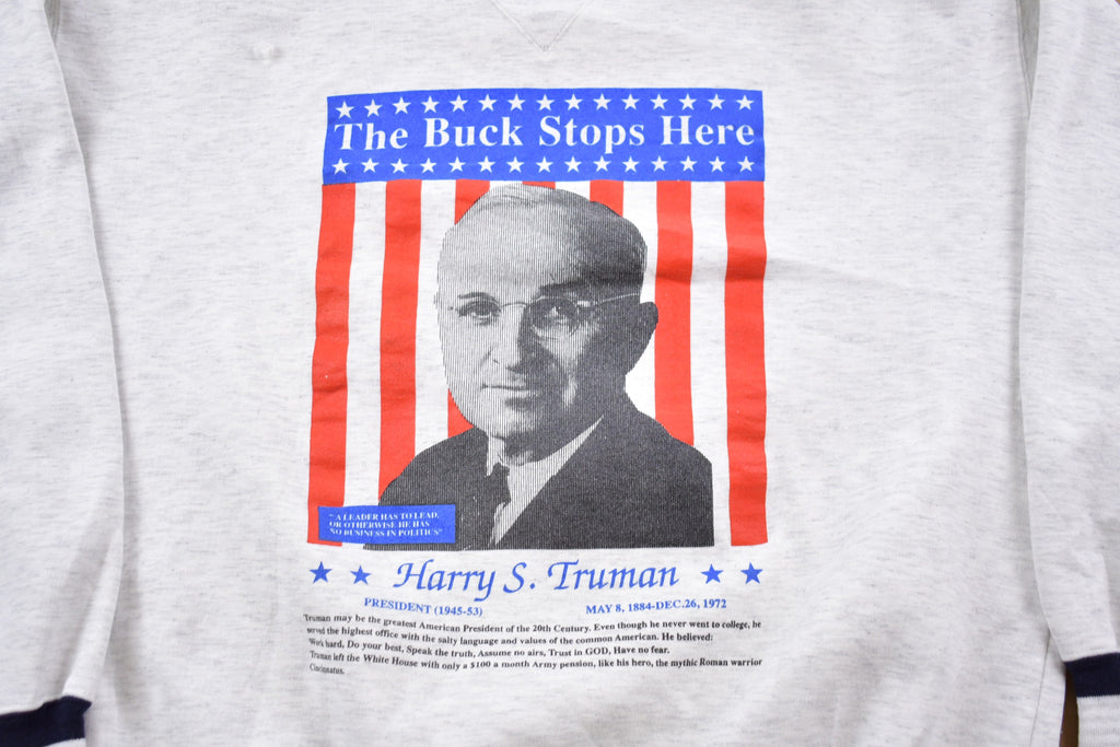 Vintage 1990s The Buck Stops Here Harry S Truman American Crewneck Sweatshirt