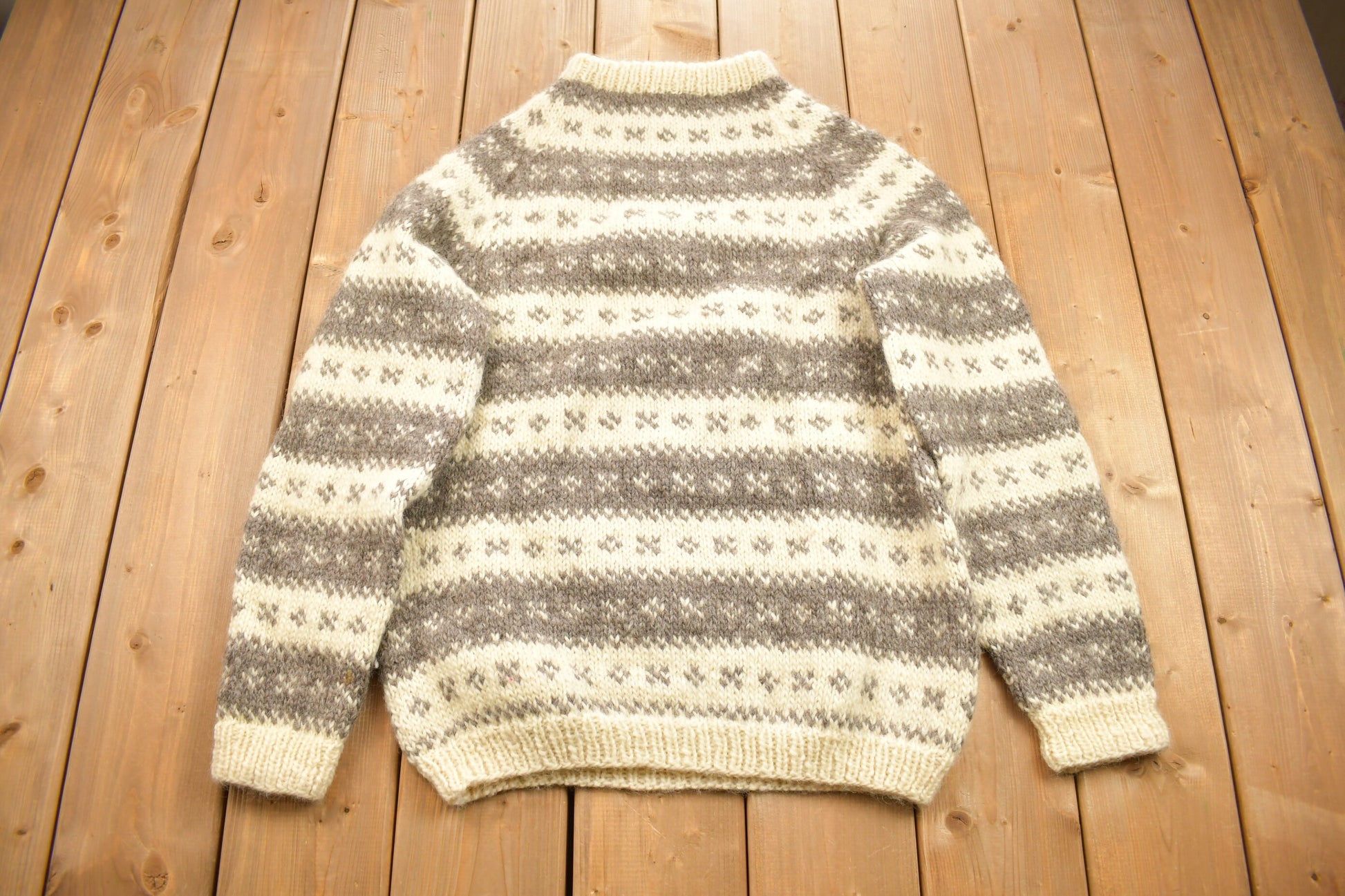 Vintage 1950s 100% Wool Hand Knit Sweater