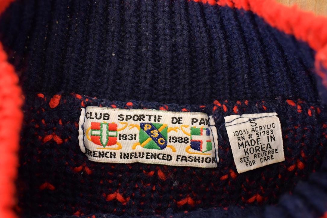 Vintage 1990s Club Sportif Mini Heart Knit Crewneck Sweater Women's Cropped L