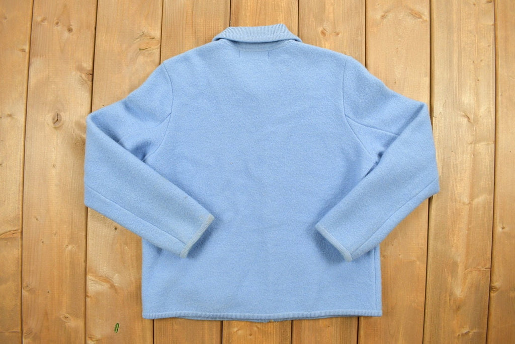 Vintage 1990s Blue Women's Zip Up Knit Light Jacket