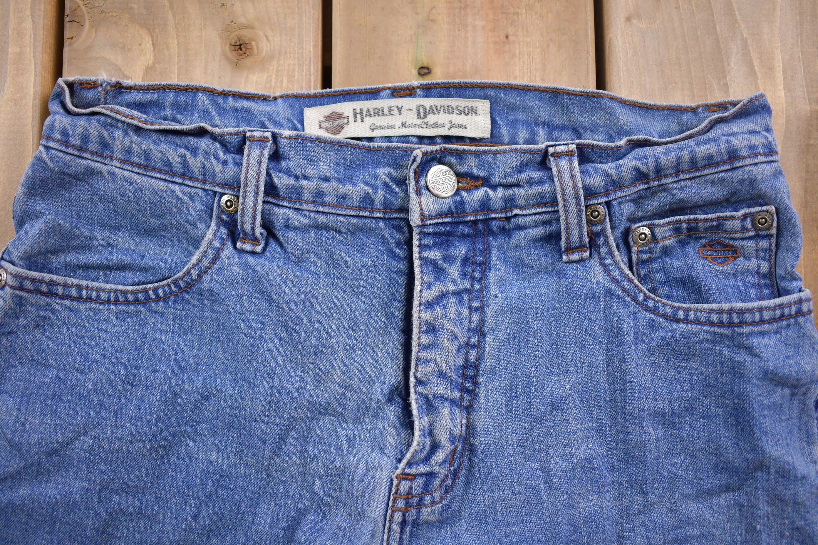 Vintage 1990's Harley Davidson Blue Jeans 28 x 11