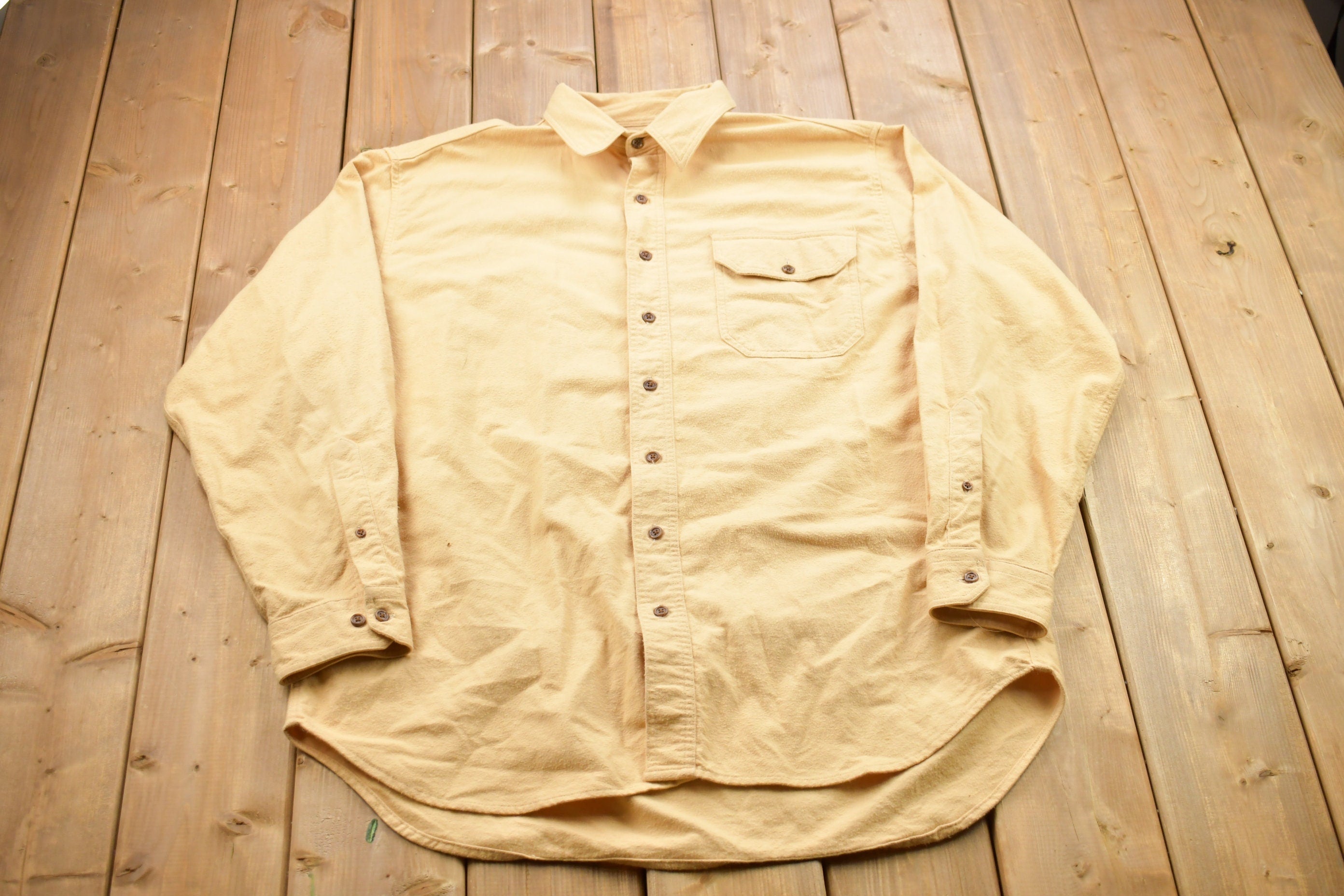 Vintage 1990s Land's End Blank Yellow Button Up Shirt