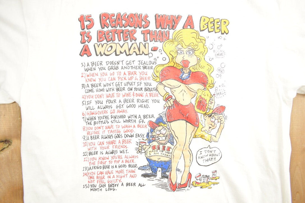 Vintage 1990s Funny Women Vs Beer Graphic T-Shirt