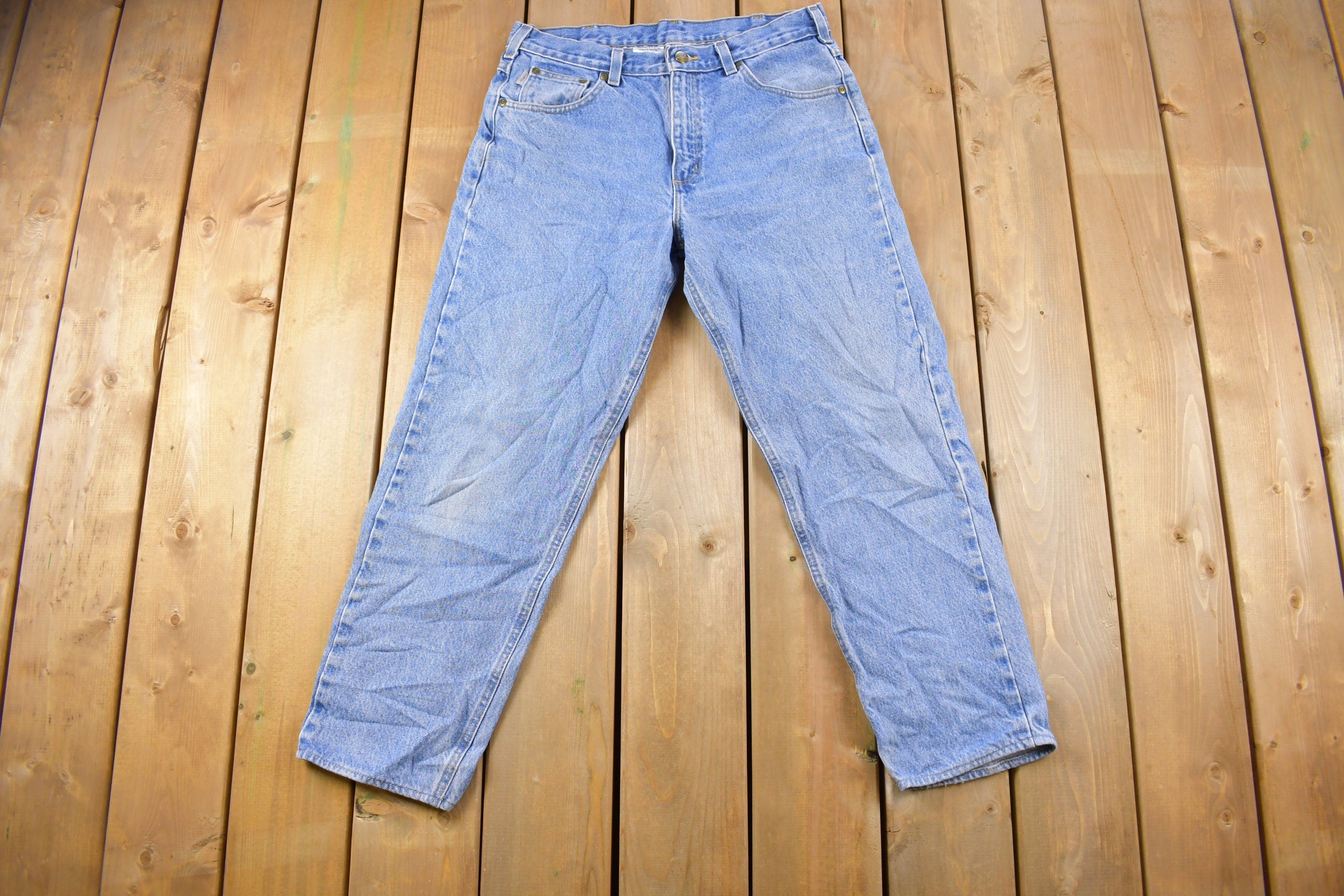 Vintage 1990s Carhartt Work Blue Denim Pants Size 32 x 28