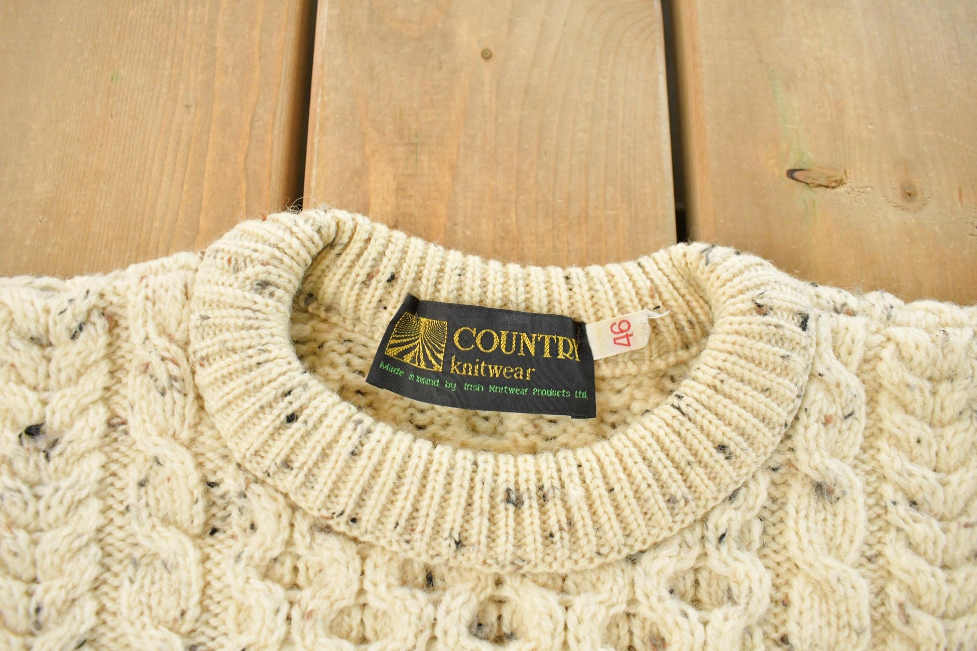 Vintage 1990s Country Knitwear Wool 3D Cable Knit Sweater Men's Large