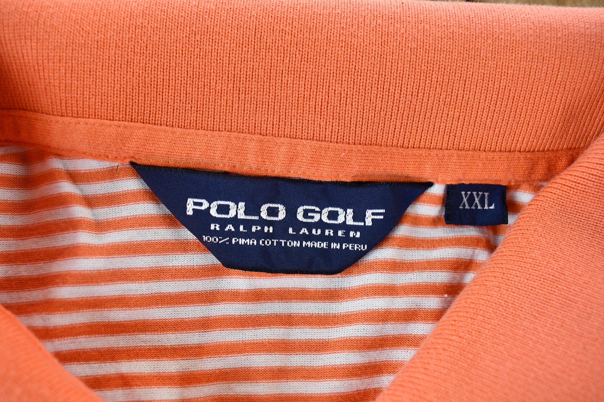 Vintage 1990s Polo Ralph Lauren Striped Crest Golf Polo Shirt