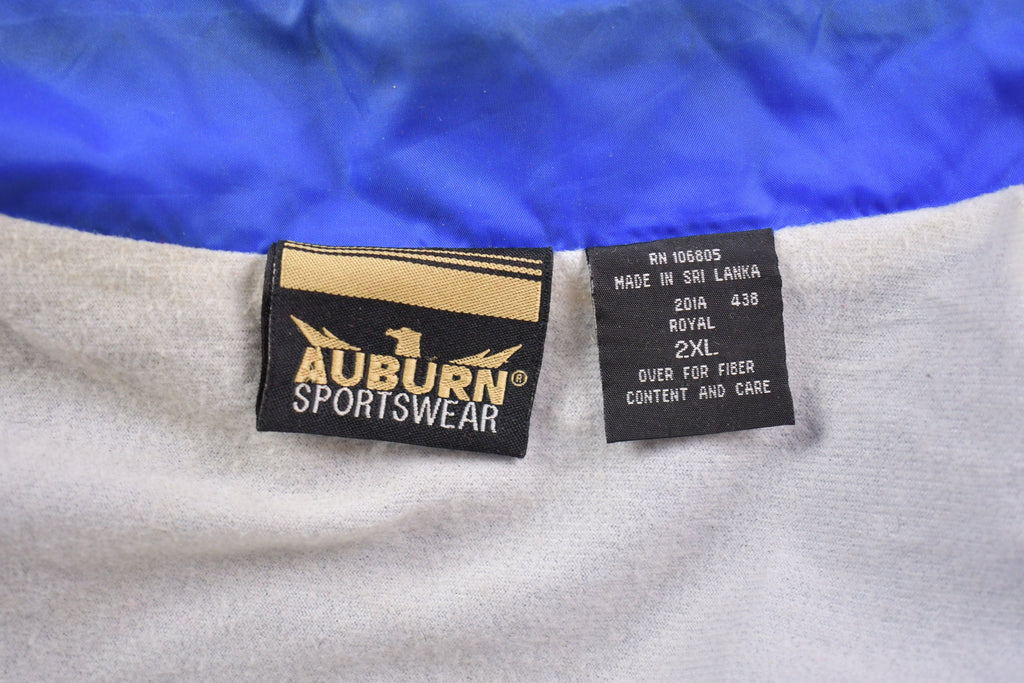 Vintage 1990s Auburn PHA Blue Snap Button Patchwork Windbreaker Jacket