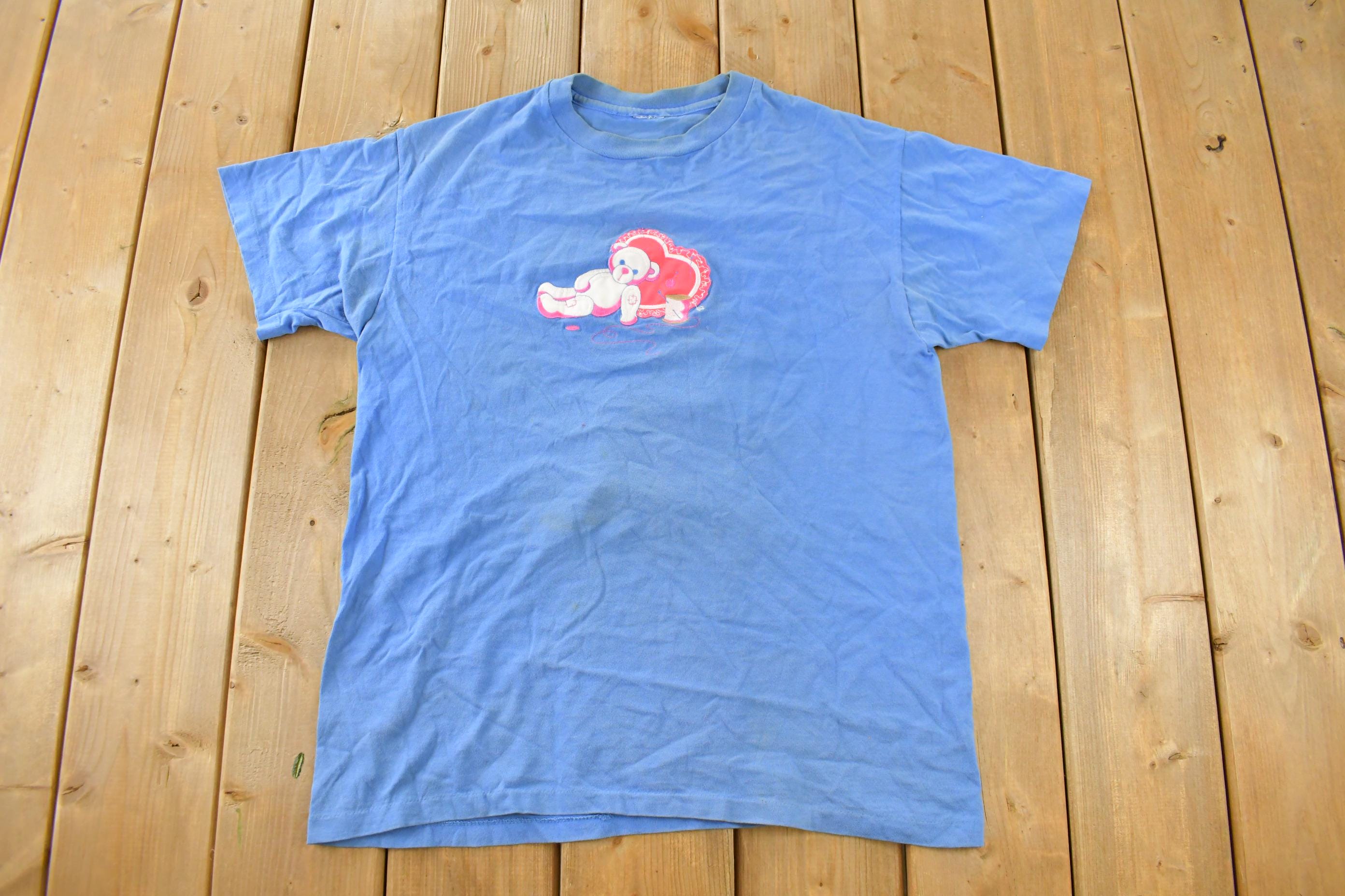 Vintage 1990s Teddy Bear Heart Grandma Style Single Stitch T-Shirt Men's Large