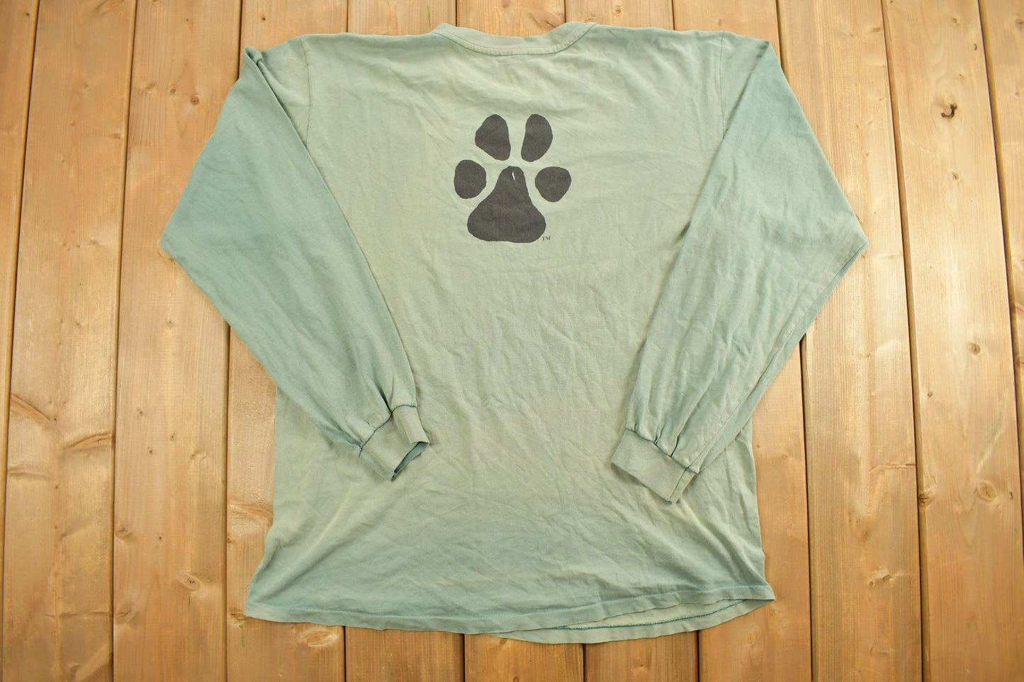 1990s Dog Graphic Long Sleeve / Paw Print / Vintage Long Sleeve T-Shirt / Animal Print / Wilderness / Animal Graphic