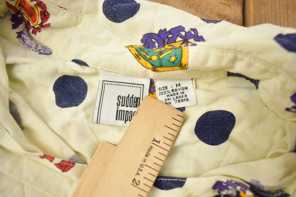 Vintage 1990s Sudden Impact Polka Dot Pattern Button Up Shirt