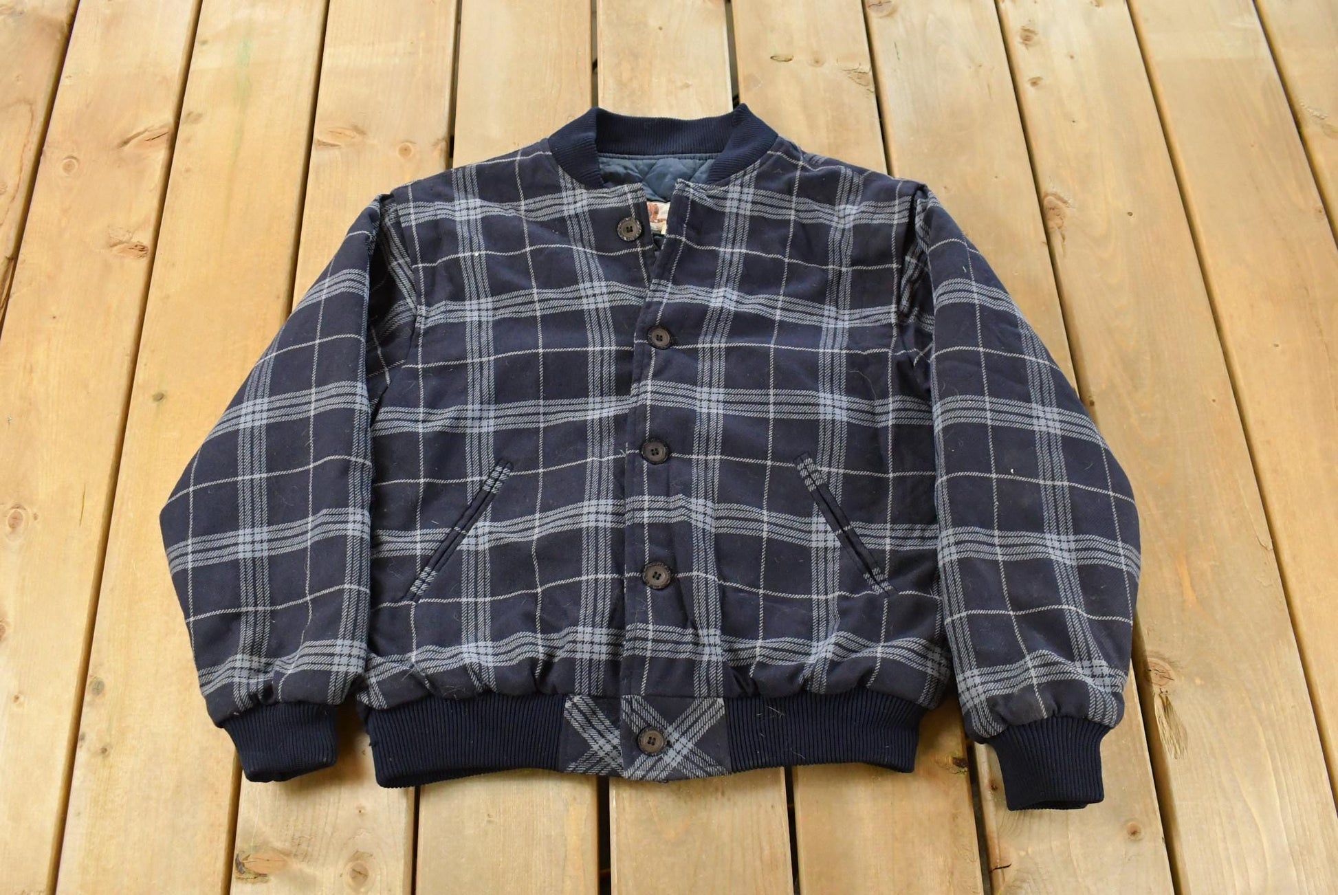 Vintage 1980s R.J. McCarthy Button Up Quilt Lined Plaid Jacket Men's Small / True Vintage / 80s Jacket / Winter Outdoors Wear