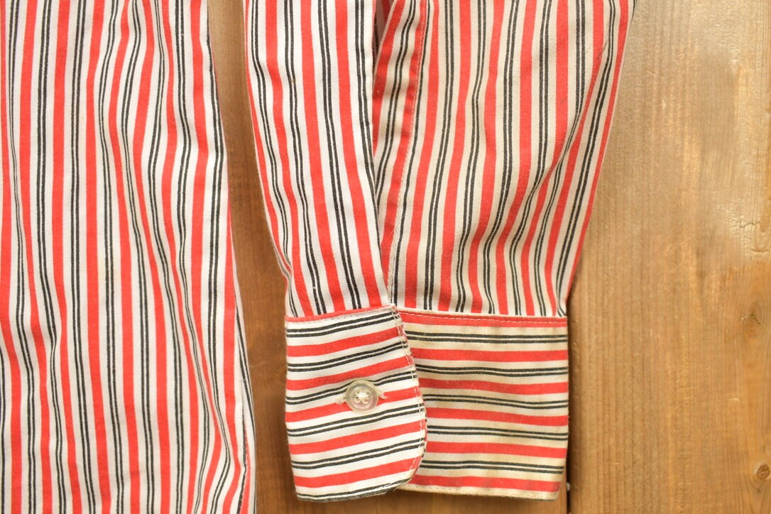 Vintage 1990s Famous Players Striped Button Up Shirt / 1990s Button Up / Vintage Dress Shirt / Striped Button Up / Discretion Button Up