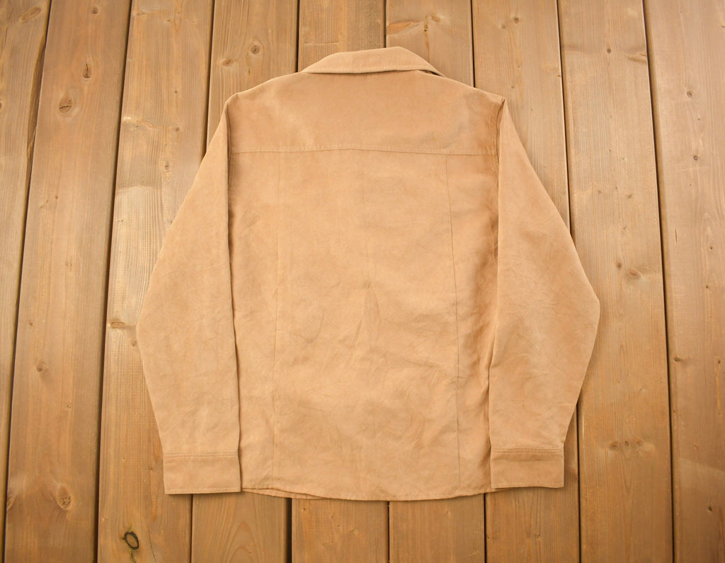 Vintage 1990s Blank Beige Button Up Shirt