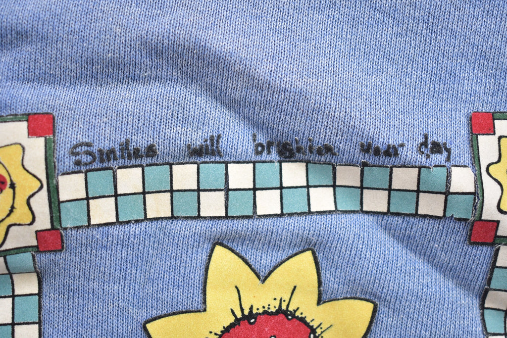 Vintage 1990s Sunshine Theme Floral Graphic Crewneck Sweater