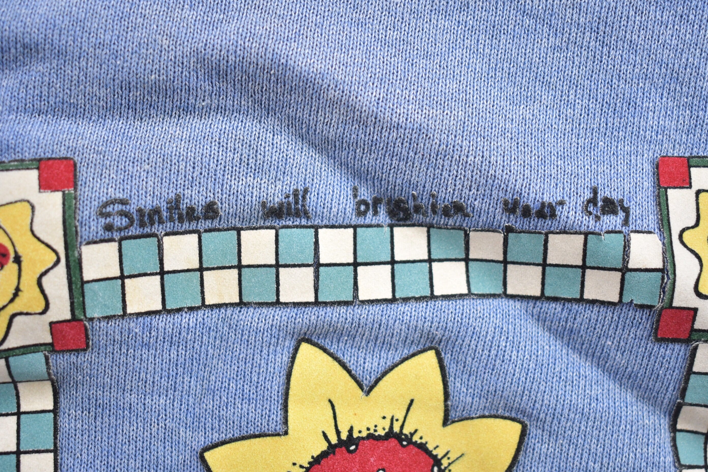 Vintage 1990s Sunshine Theme Floral Graphic Crewneck Sweater