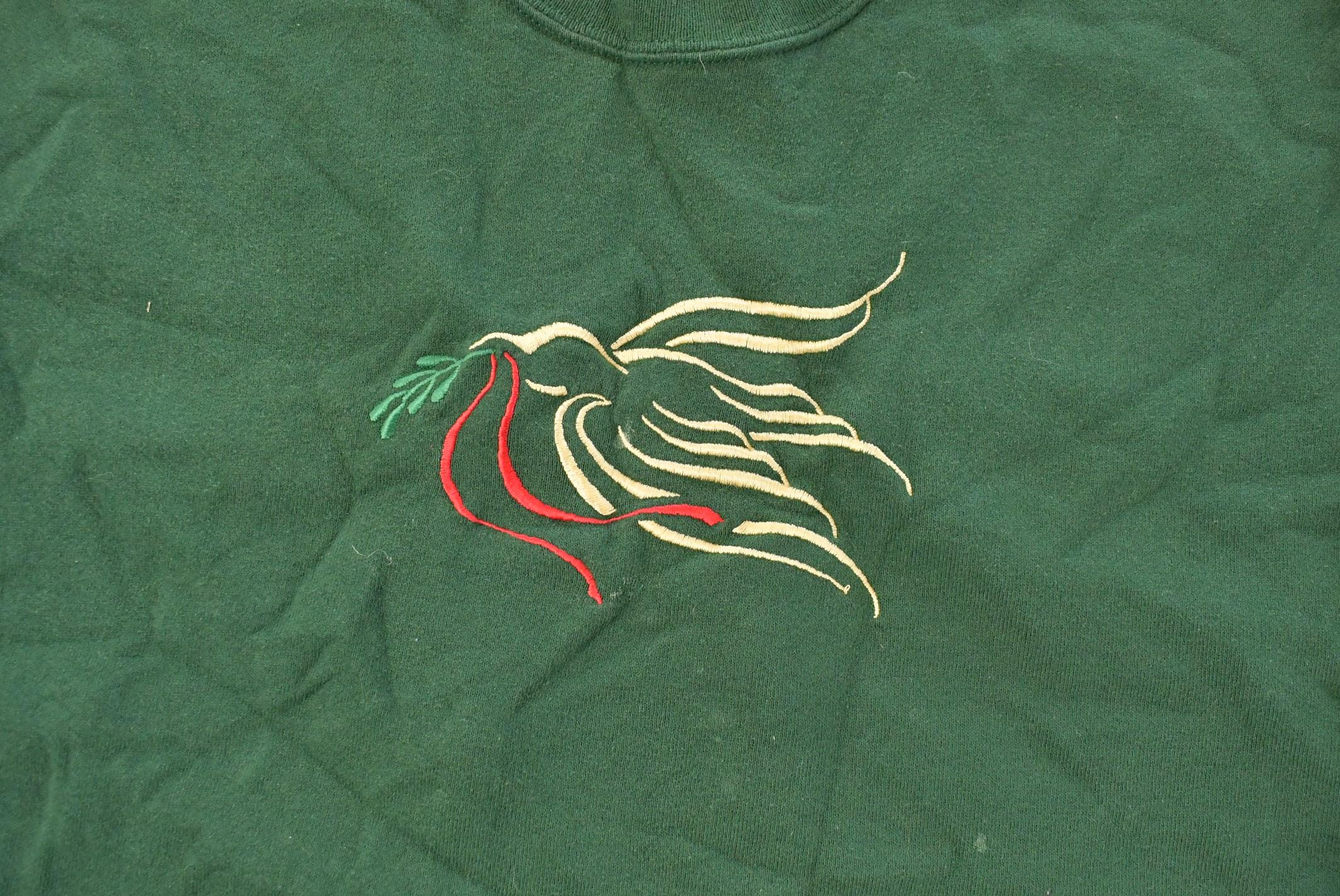 Vintage 1990s JERZEES Bird Embroidered Souvenir Crewneck Sweatshirt Men's L  90's Cute Birds Graphic Sweater  Made in USA