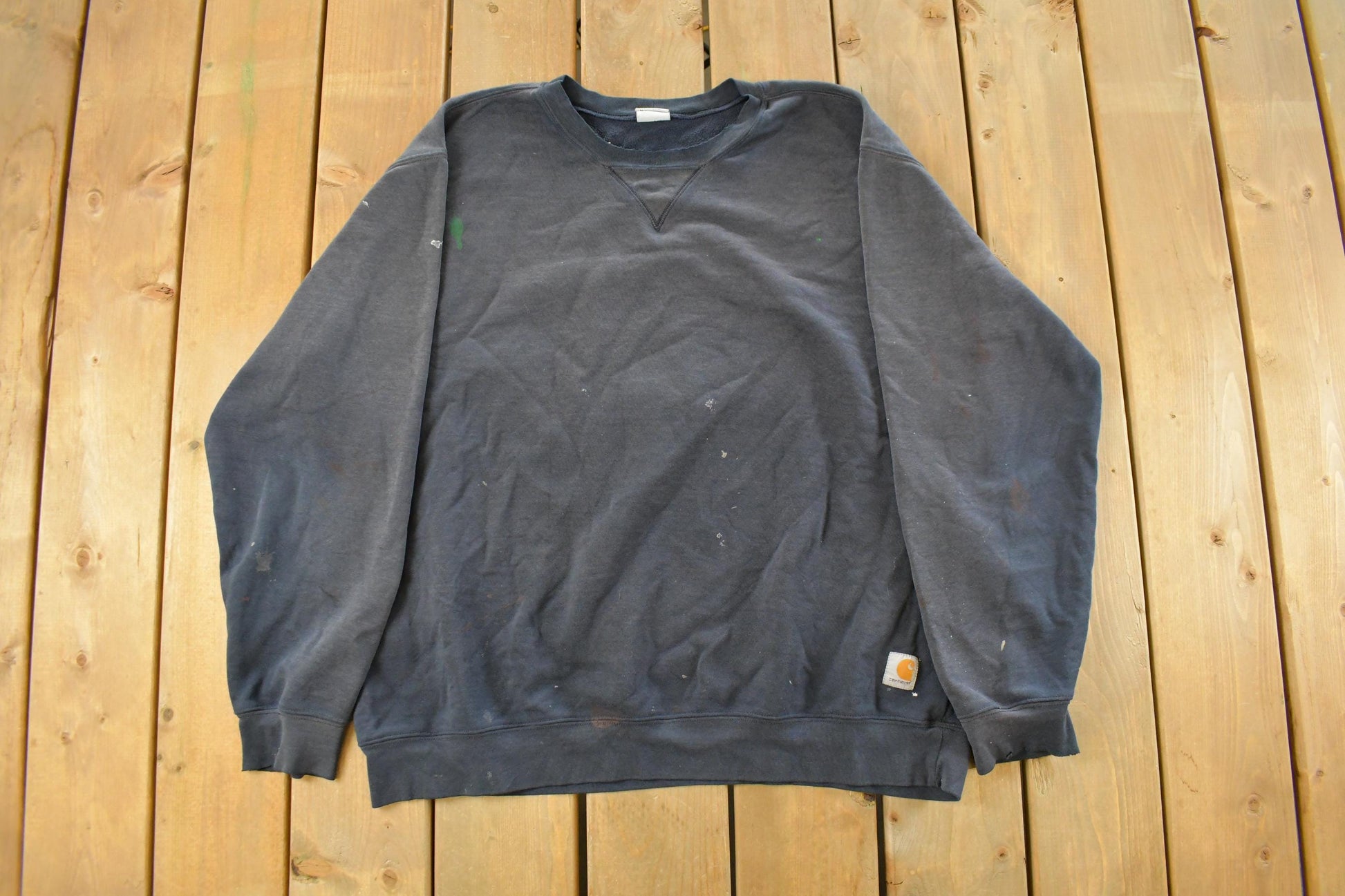 Vintage 1990s Distressed Carhartt Crewneck Sweatshirt Men's 2XL / Heavy Cotton / Sweatshirt / Workwear / Streetwear / Vintage Carhartt