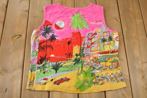Vintage Y2K Sunset Theme All Over Print Tank Top Shirt Size Women's XL