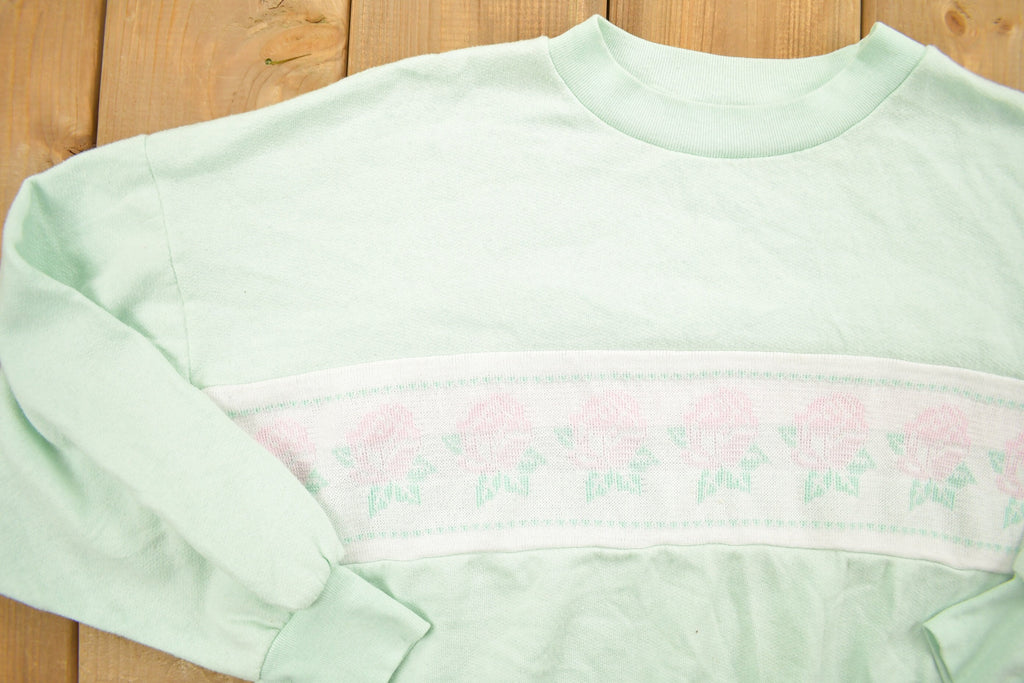 Vintage 1990s Cute Floral Theme Crewneck Sweater / 90s Crewneck / Grandma Sweater / Streetwear / 90s Angie Strauss / Floral Theme