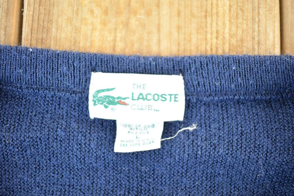 Vintage 1980s Lacoste Knit V Neck Sweater Mens L