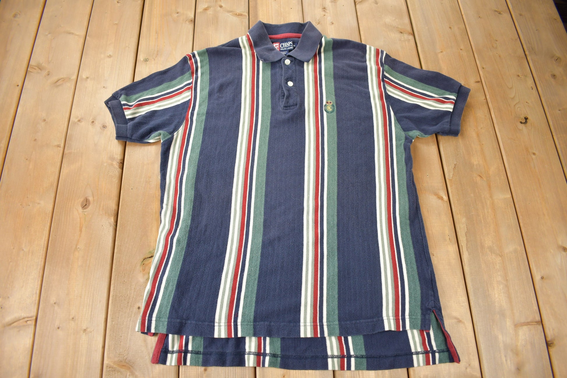 Vintage 1990s CHAPS Ralph Lauren Striped Polo Shirt / Vintage Polo / Streetwear / Retro Style / Striped Polo Shirt / Vintage Ralph