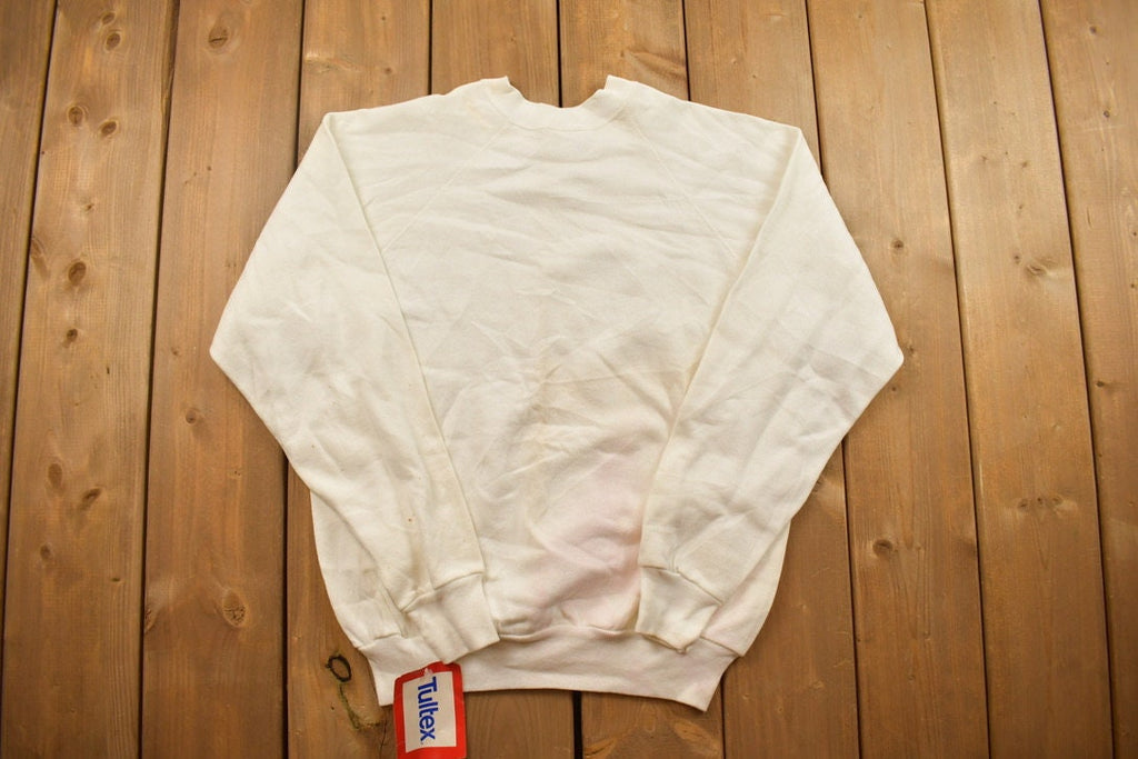 Vintage 1990s Tulltex White Crewneck Sweatshirt  90s Crewneck  Made In USA  Streetwear
