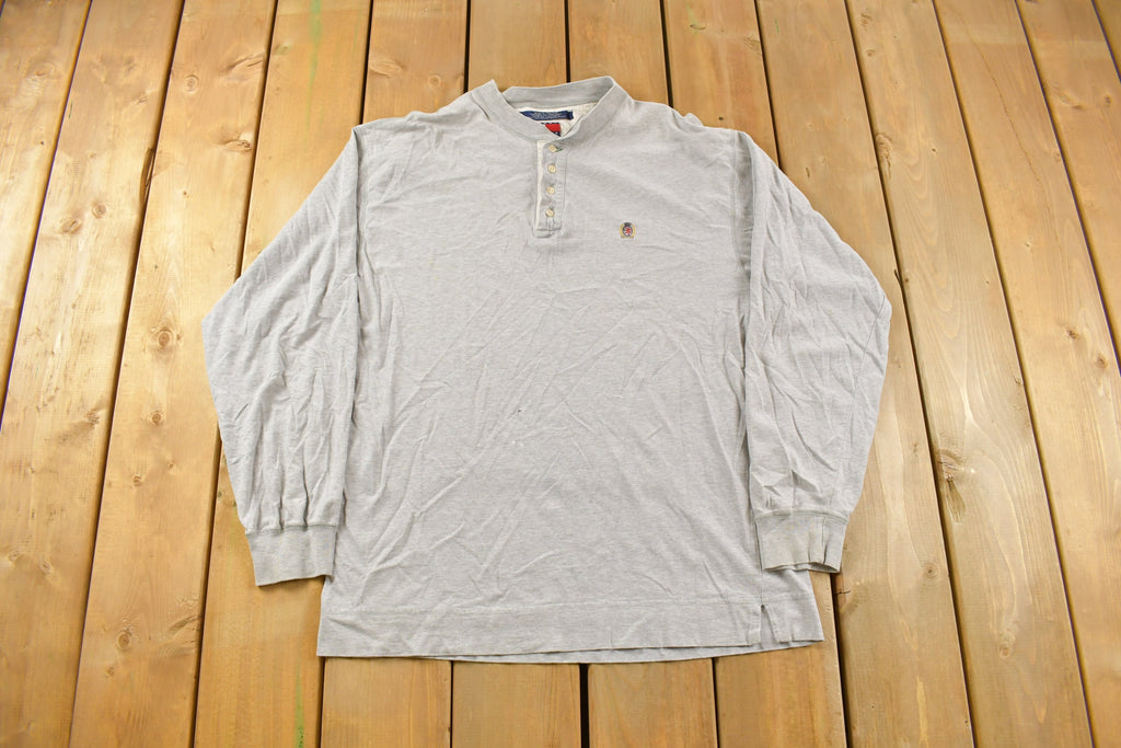 Vintage 1990s Tommy Hilfiger Embroidered Henley T-Shirt