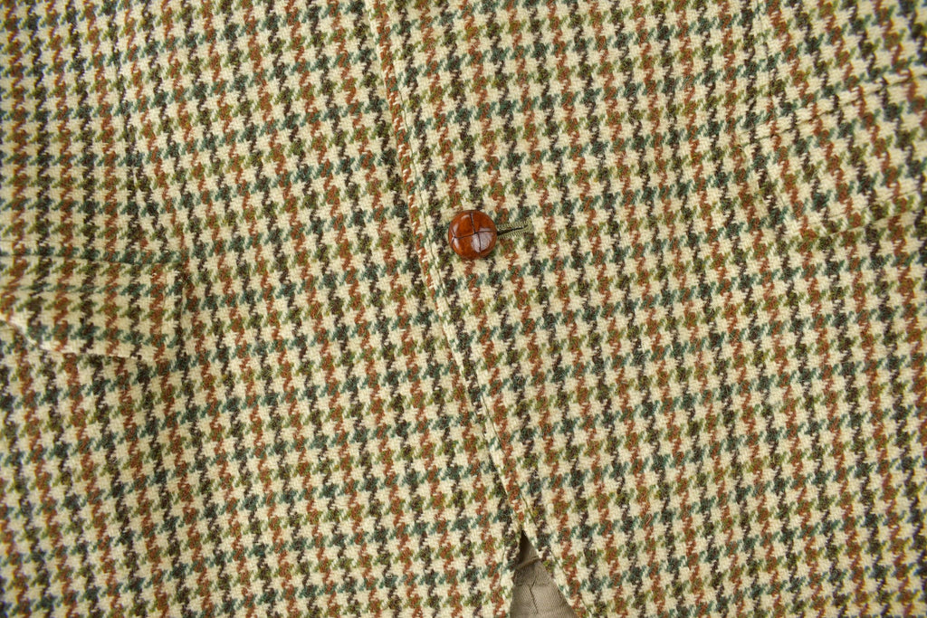 Vintage 1980s Harris Tweed Houndstooth 100% Wool Coat