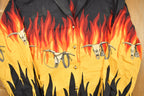 Vintage 1990s Flames and Skulls Roper Button Up Shirt