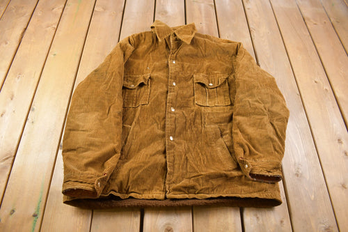 Vintage 1990s Brown Corduroy Button Up Jacket / Outerwear / Snap Buttons / Winter Outerwear / Streetwear Fashion