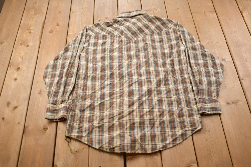 Vintage 1990s Country Shirt Works Plaid Button Up Western Shirt