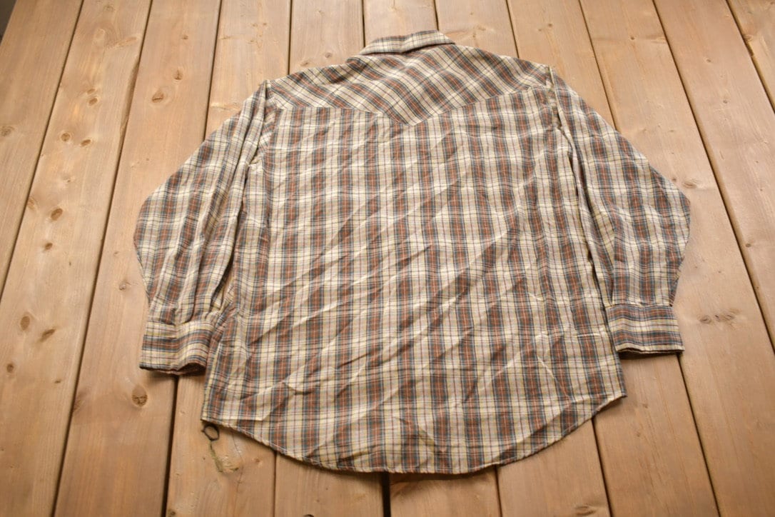 Vintage 1990s Country Shirt Works Plaid Button Up Western Shirt