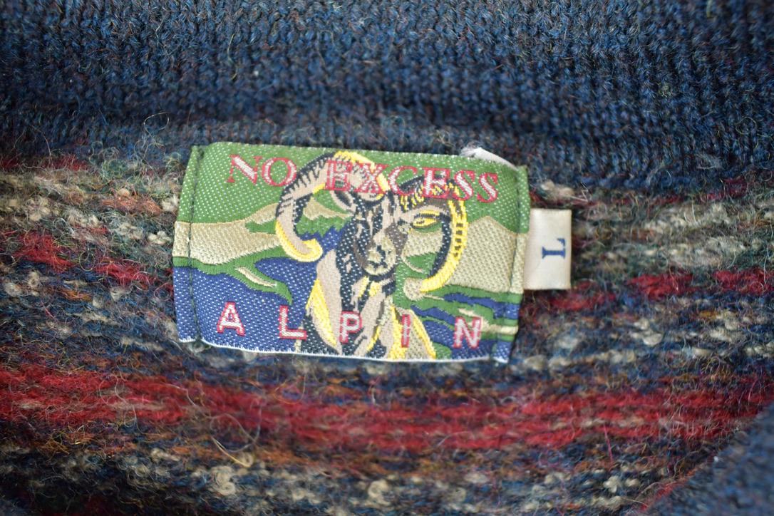 Vintage 1990s Alpin Wool Knit 3 BUtton Sweater
