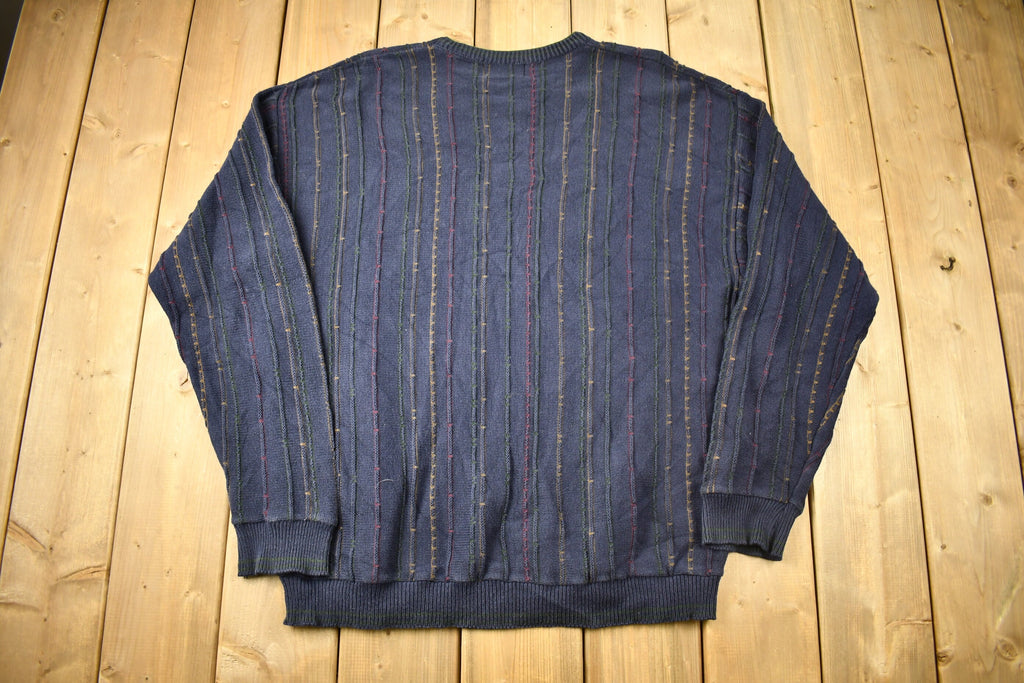 Vintage 1990s Round Tree & Yorke 3D Cable Knit Crewneck Sweater