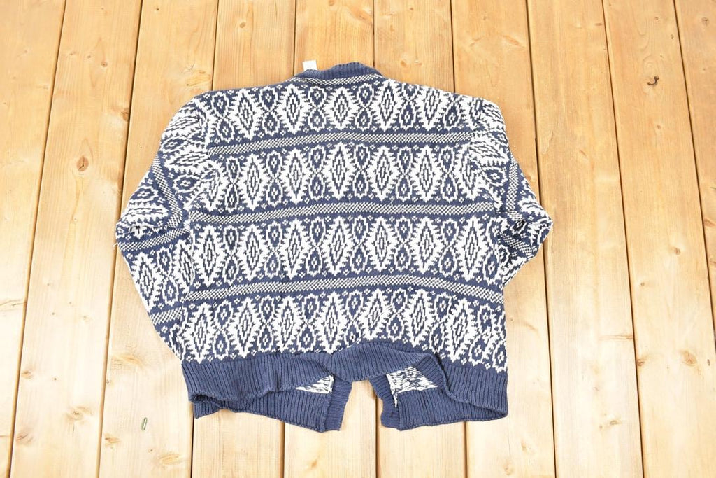 Vintage 1990s Marsh Landing Petits Abstract Knit Cardigan Sweater Women's PL