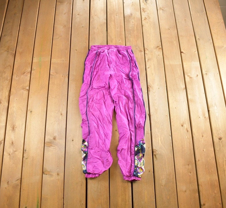Vintage 1990s Pink Nylon Track Pants Size L