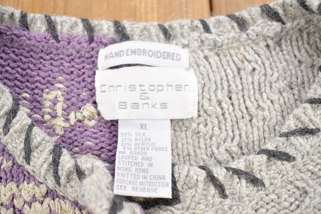 Vintage 1990s Christopher & Banks Knitted Patchwork Blazer Sweater