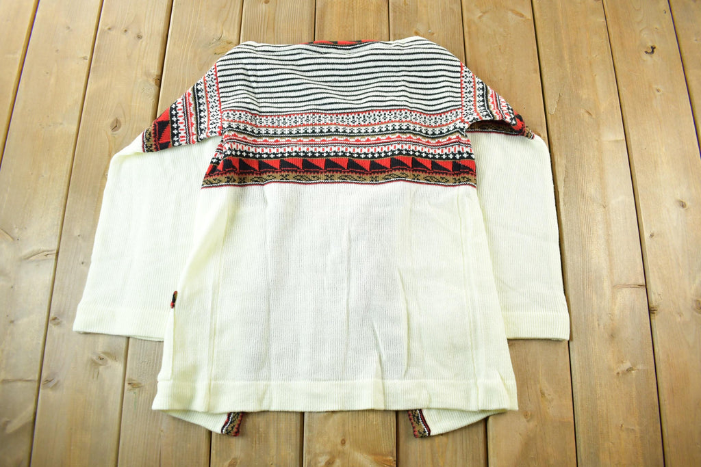 True Vintage 1960s Deadstock Helen Sue Psychedelic Knit Acrylic Cardigan Sweater Women's Medium