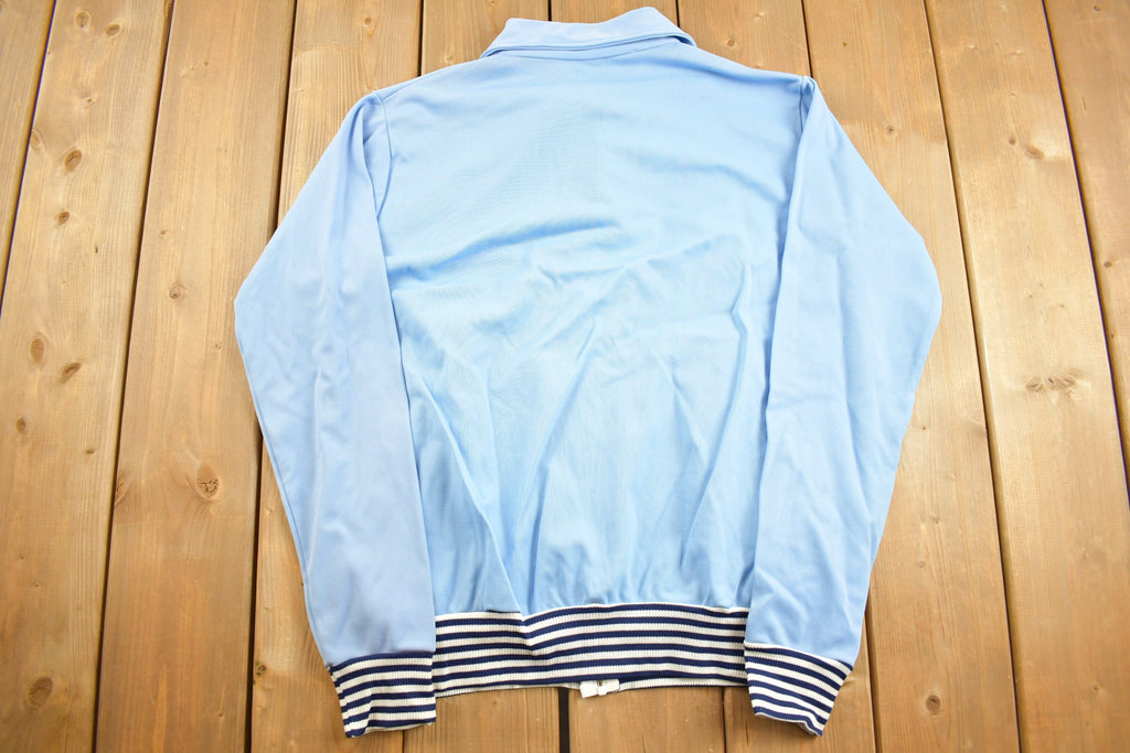 Vintage 1970s KP Spear Collar Zip Up Shirt Light Jacket Striped Cuffs