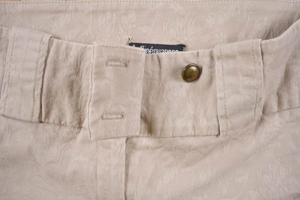 Vintage 1970s Made in France Beige Patterned Flared Trousers Size 26 x 31