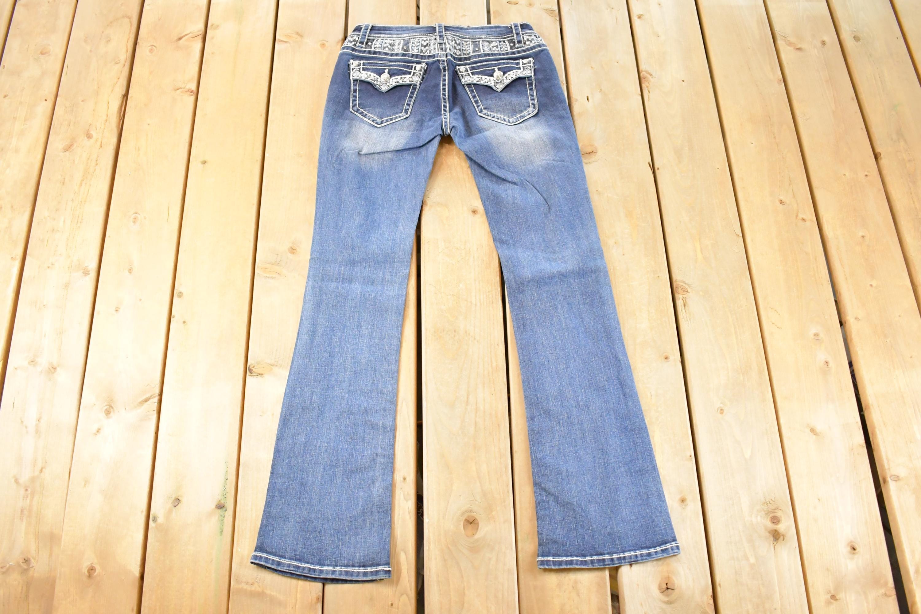 Vintage Deadstock Y2K Grace LA Bedazzled Low Rise Jeans Women's Size 27 x 31