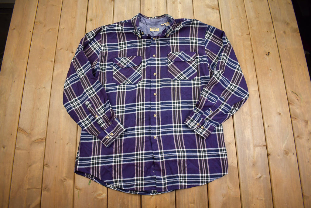 Vintage 1990s Northwest Blue Plaid Flannel Button Up Shirt - XL