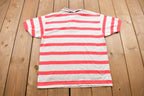 Vintage 1990s Chic Striped Collared T Shirt