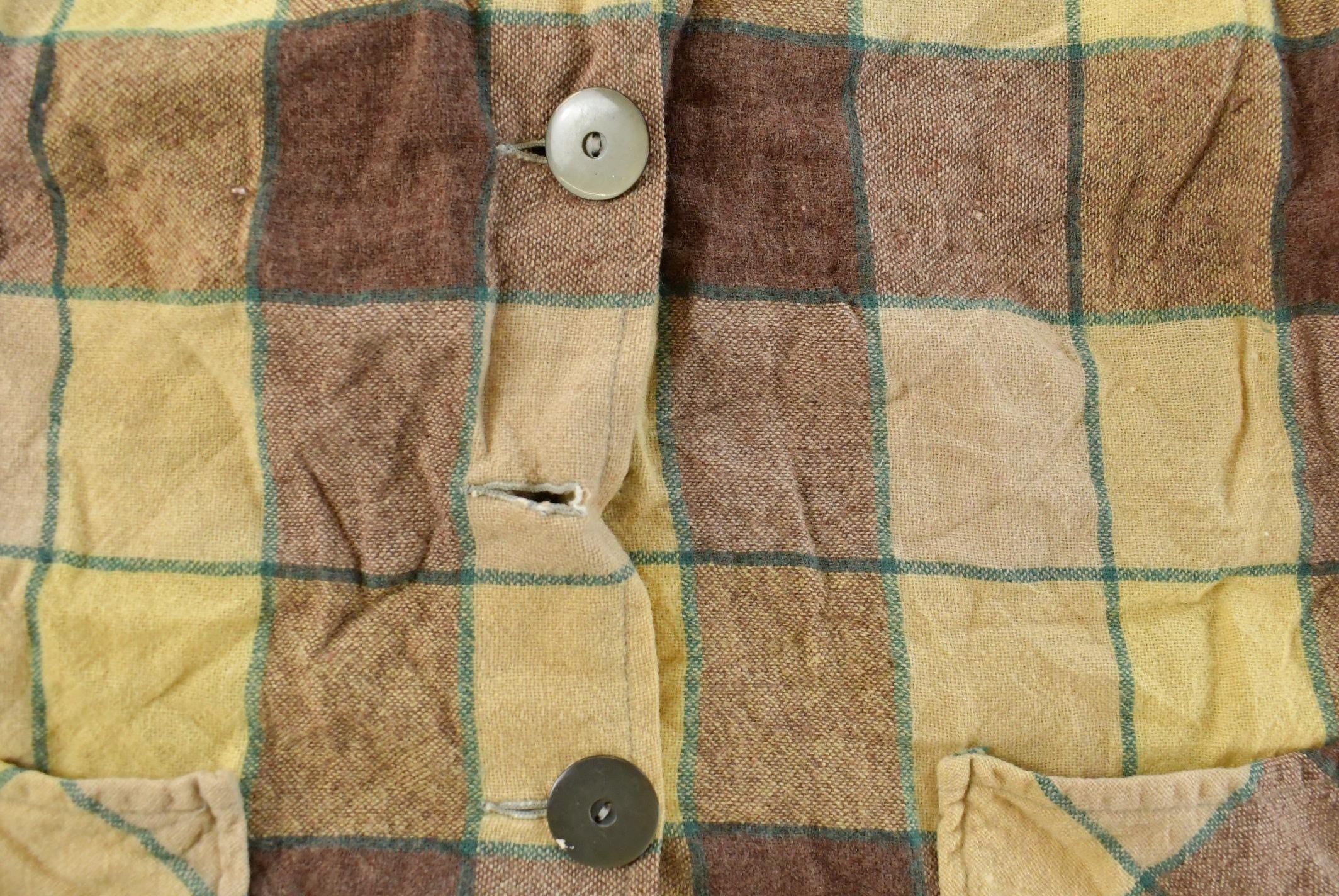 Vintage 1960s Plaid Wool Blazer Shirt Women's Large
