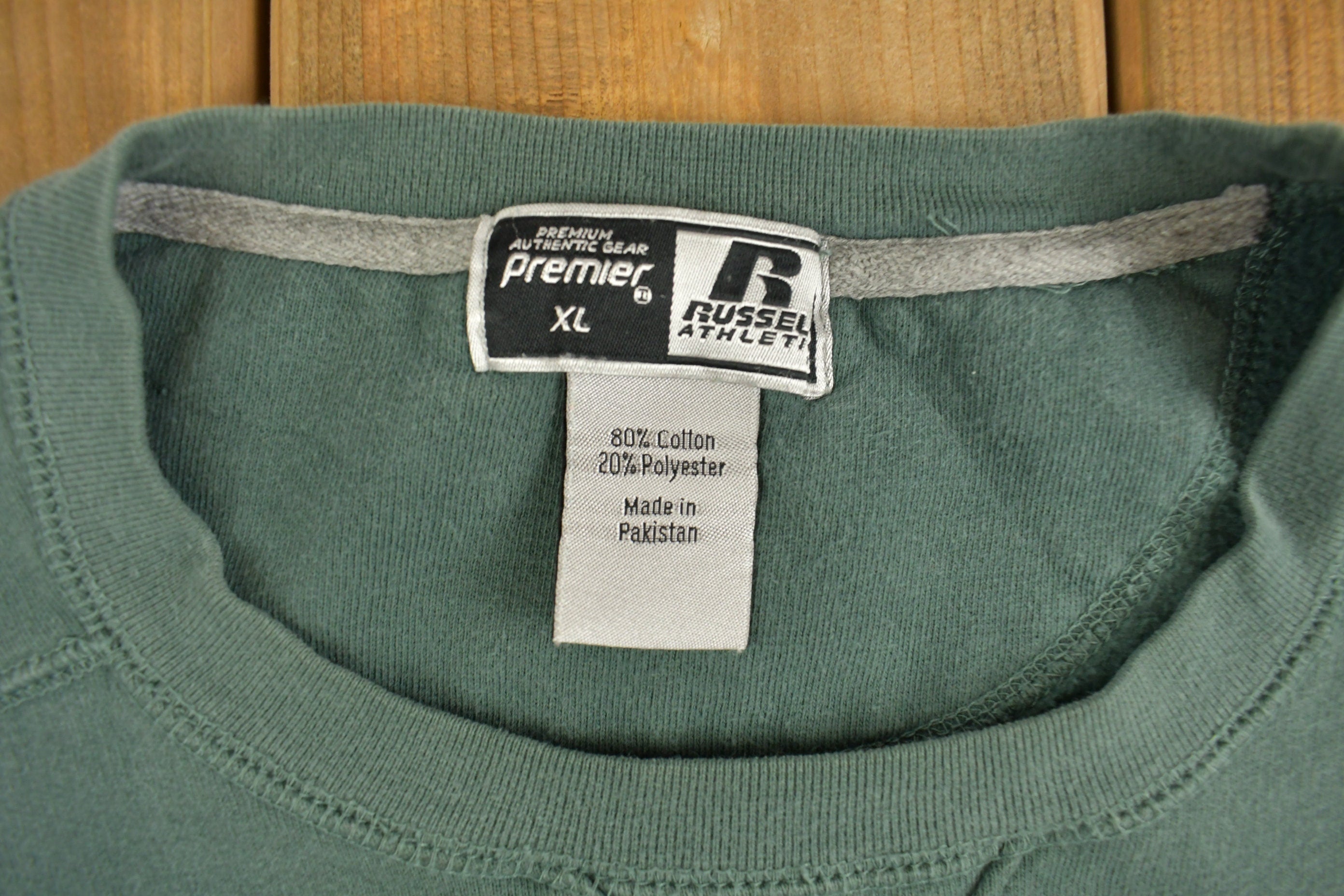 Vintage 1990s Russell Athletics Blank Green Crewneck Sweatshirt