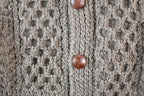 Vintage 1990s John Molloy Cable Knit Perfect Mild Distress Cardigan Sweater Vest Made In Ireland
