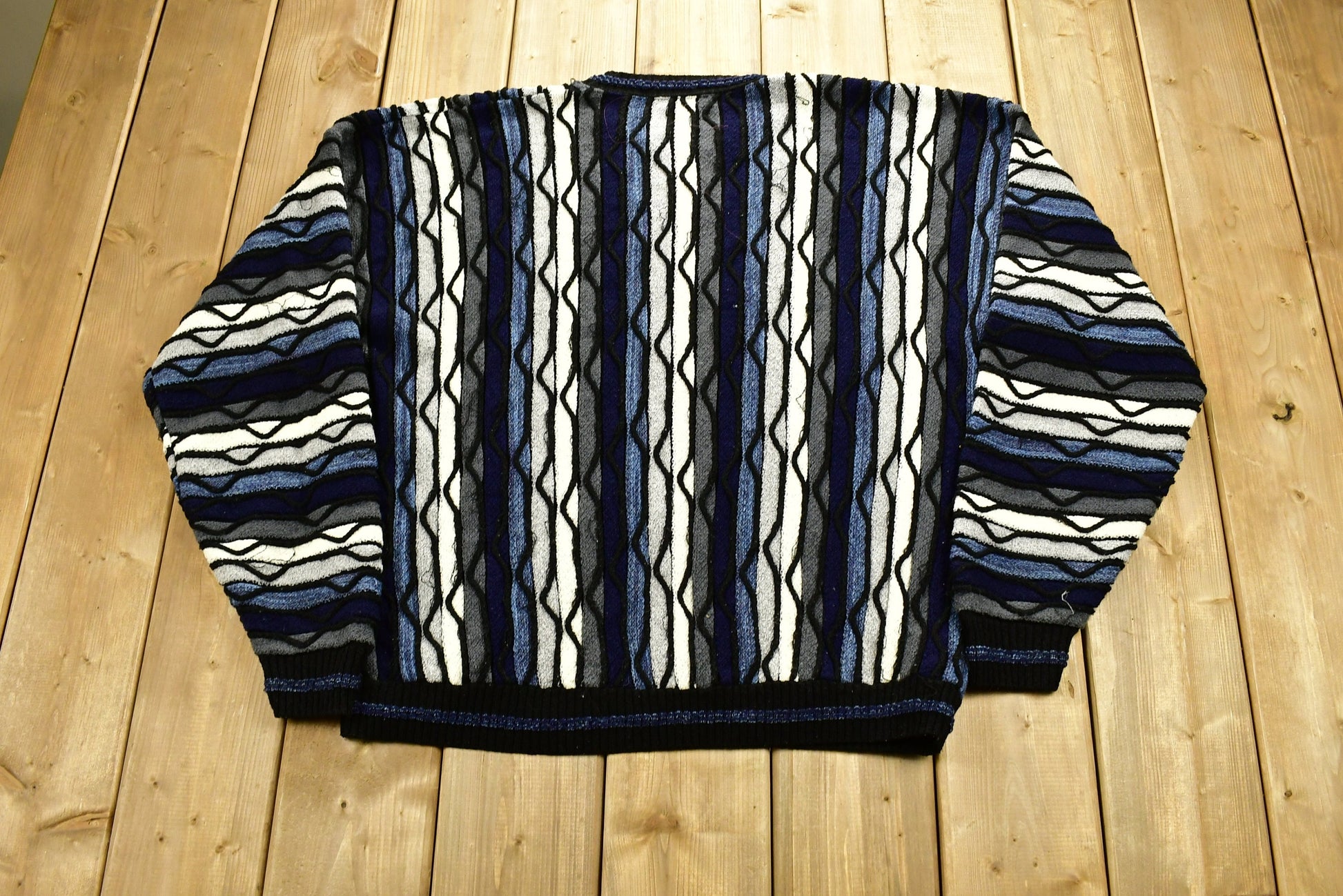 Vintage 1990's 3D Cable Knit Sweater / Protégé / / Vintage 90s Crewneck / Abstract Patterns / Made In USA / Streetwear / Cozy