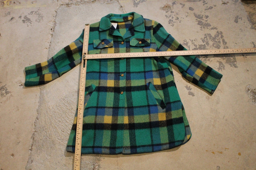 Vintage 1950s Green Plaid Winter Wear Jacket