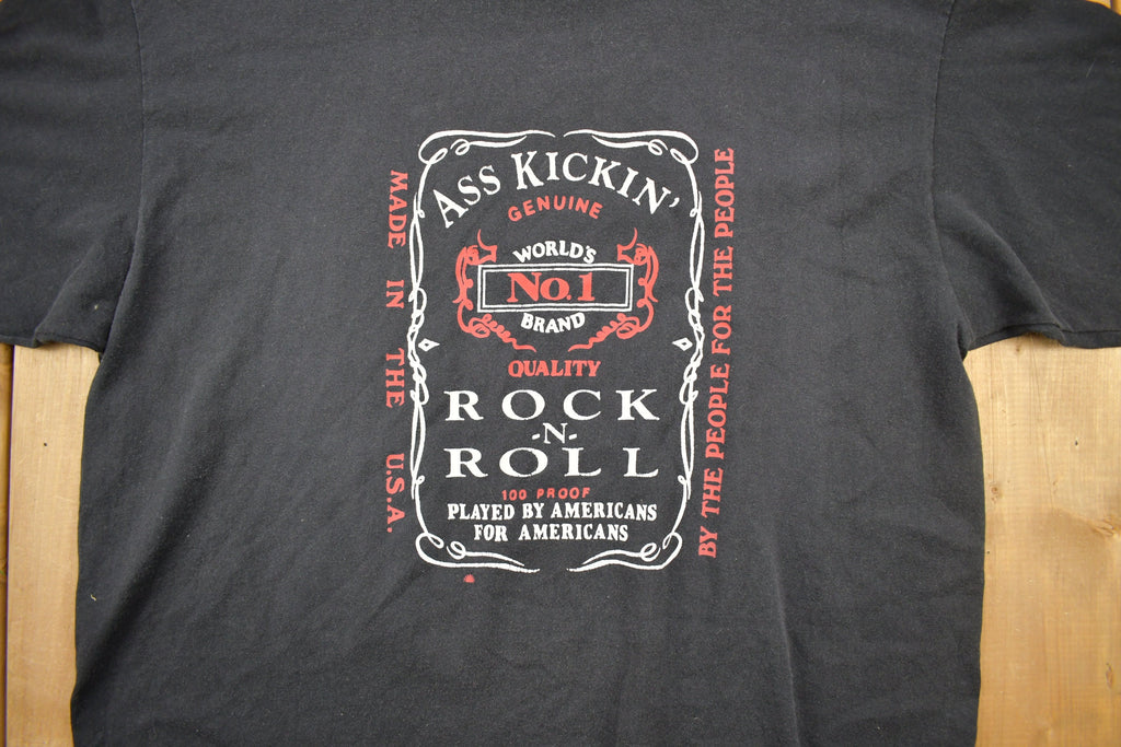 Vintage 1990s Ass Kickin Rock & Roll Graphic T Shirt