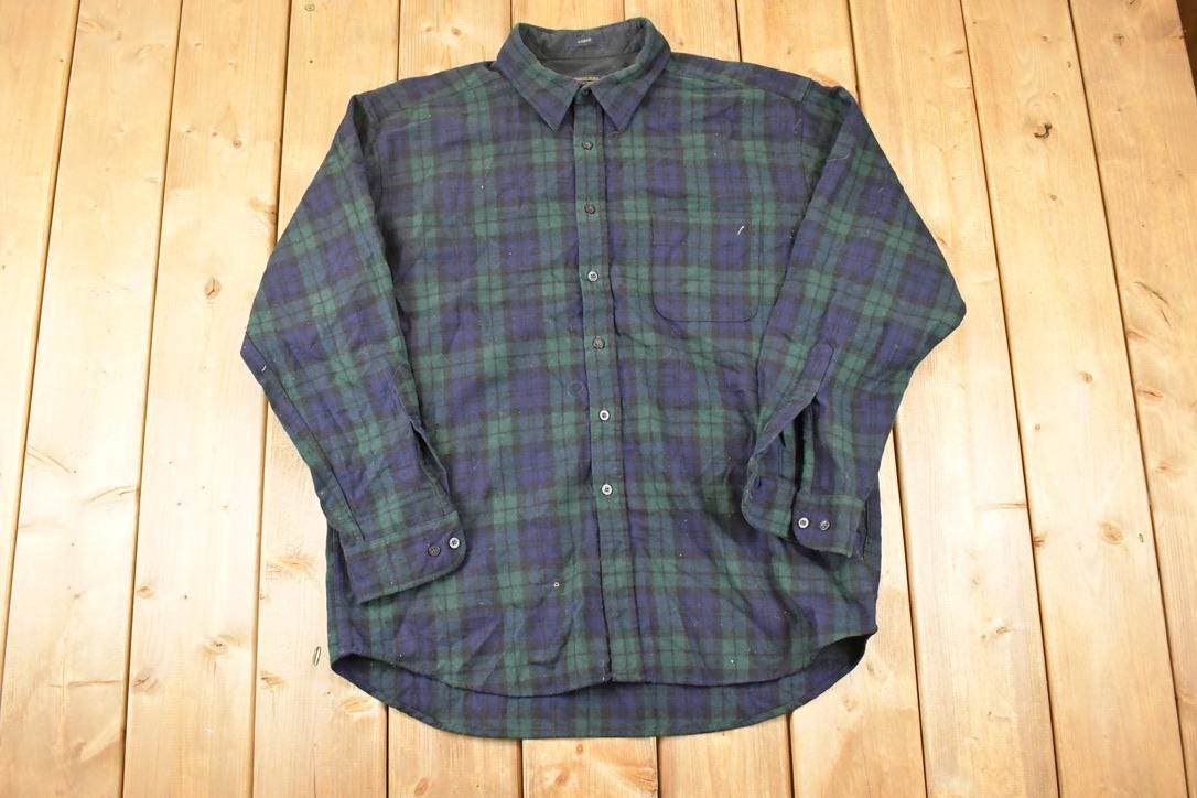 Vintage 1990s Pendleton Plaid Button Up Shirt Men's L